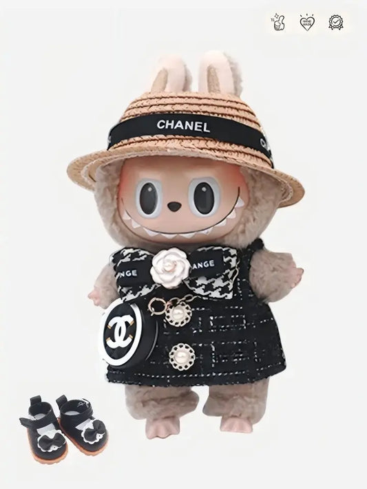 LABUBU Clothes Chanel Camellia Black and White Outift