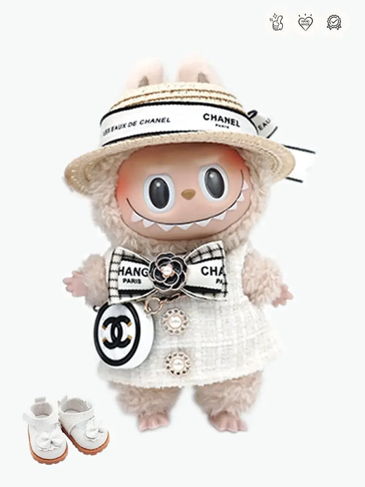 LABUBU Clothes Chanel Camellia Black and White Outift