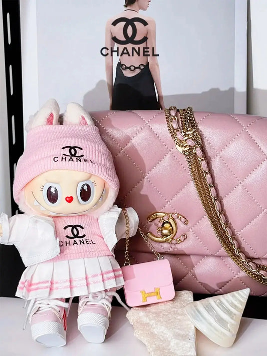 LABUBU Clothes Chanel Pink Pleated Skirt Outift