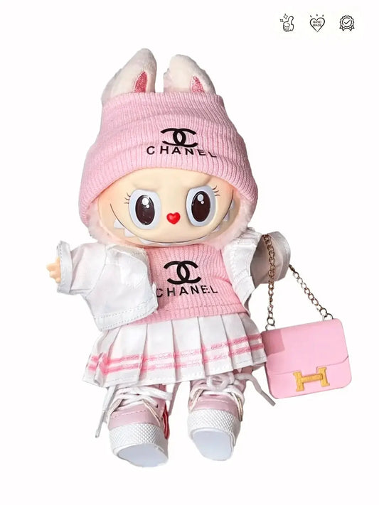 LABUBU Clothes Chanel Pink Pleated Skirt Outift